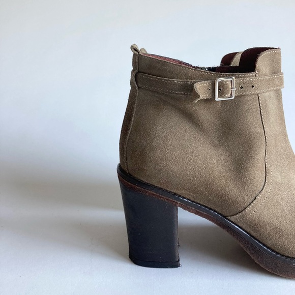 Frau Made in Italy Khaki Genuine Leather Suede Heeled Ankle Boots size 7 - Picture 3 of 15
